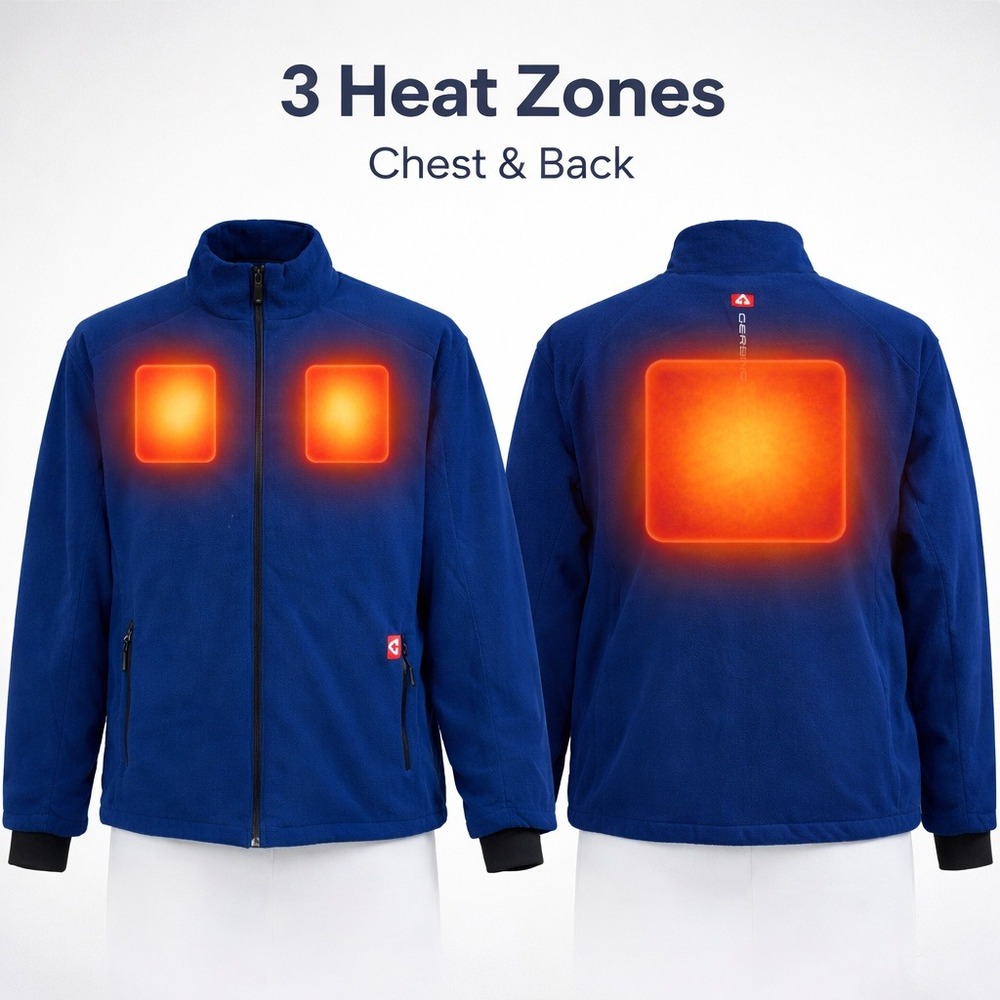 Gerbing Heated Jacket Men XL Blue Fleece Motorcycle Liner Zip‎ W Battery WORKS